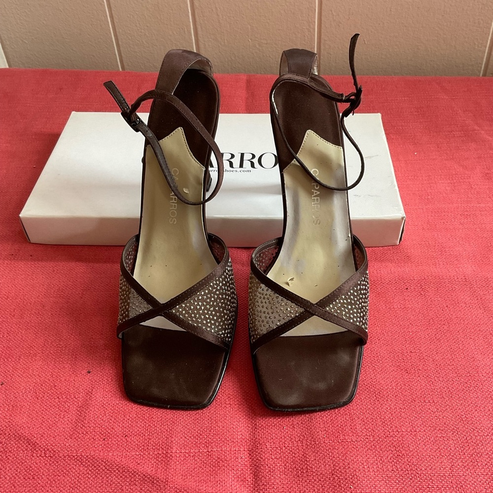 GOOD - CAPARROS BROWN SILK EVENING SHOE